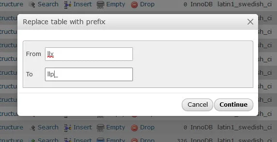 change table prefix step 2