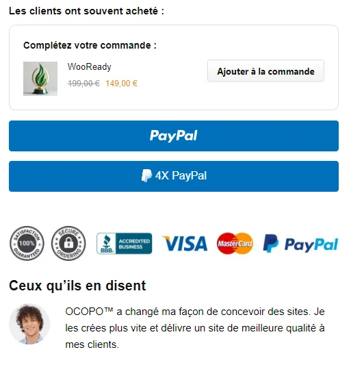 elements de conversion et reassurance